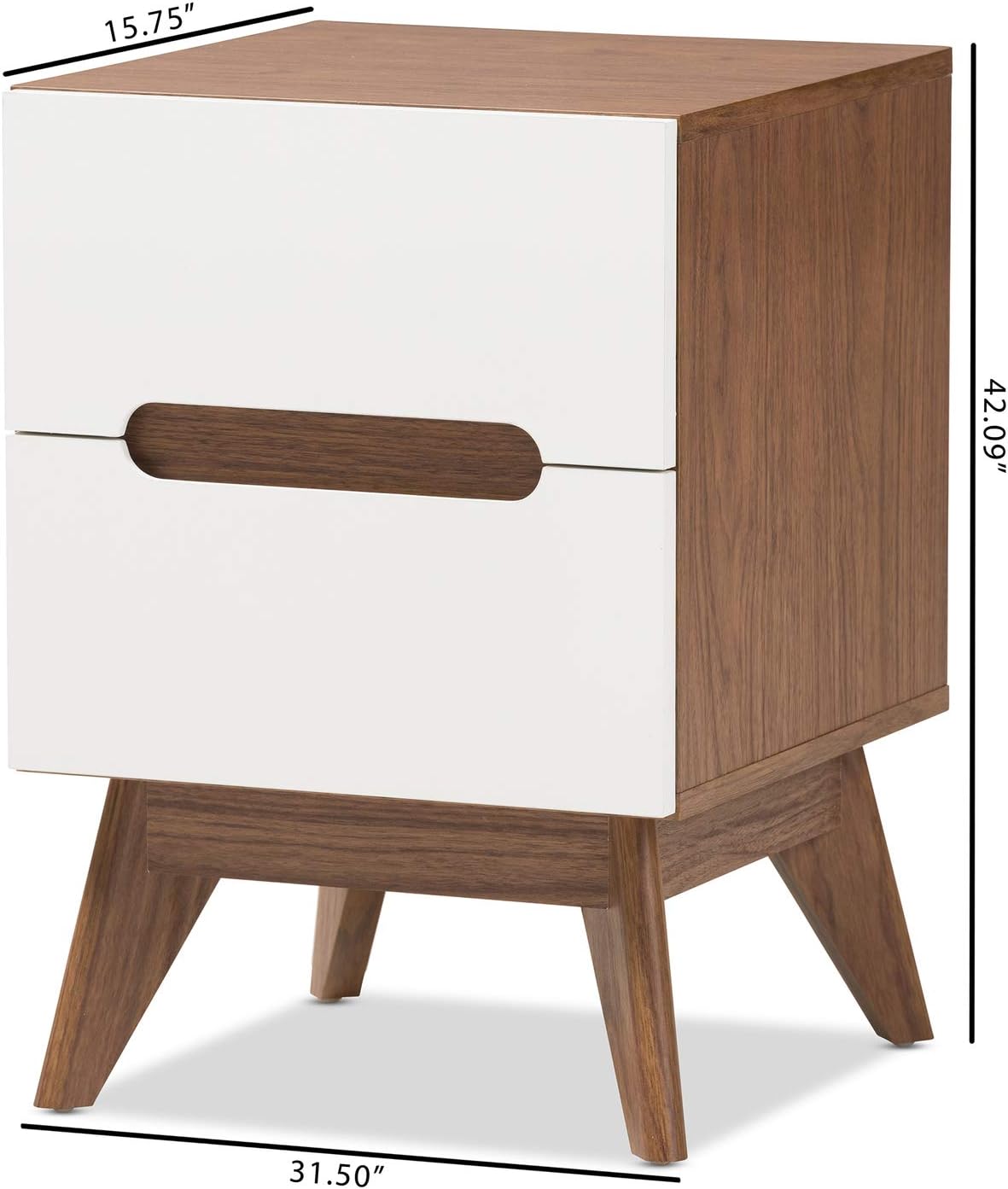 White and Walnut 3-Drawer Wood Nightstand E3793