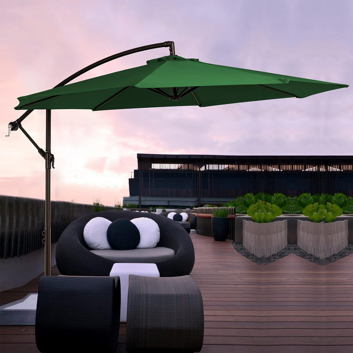 10ft Offset Cantilever Patio Umbrella with Cross Base Z268860