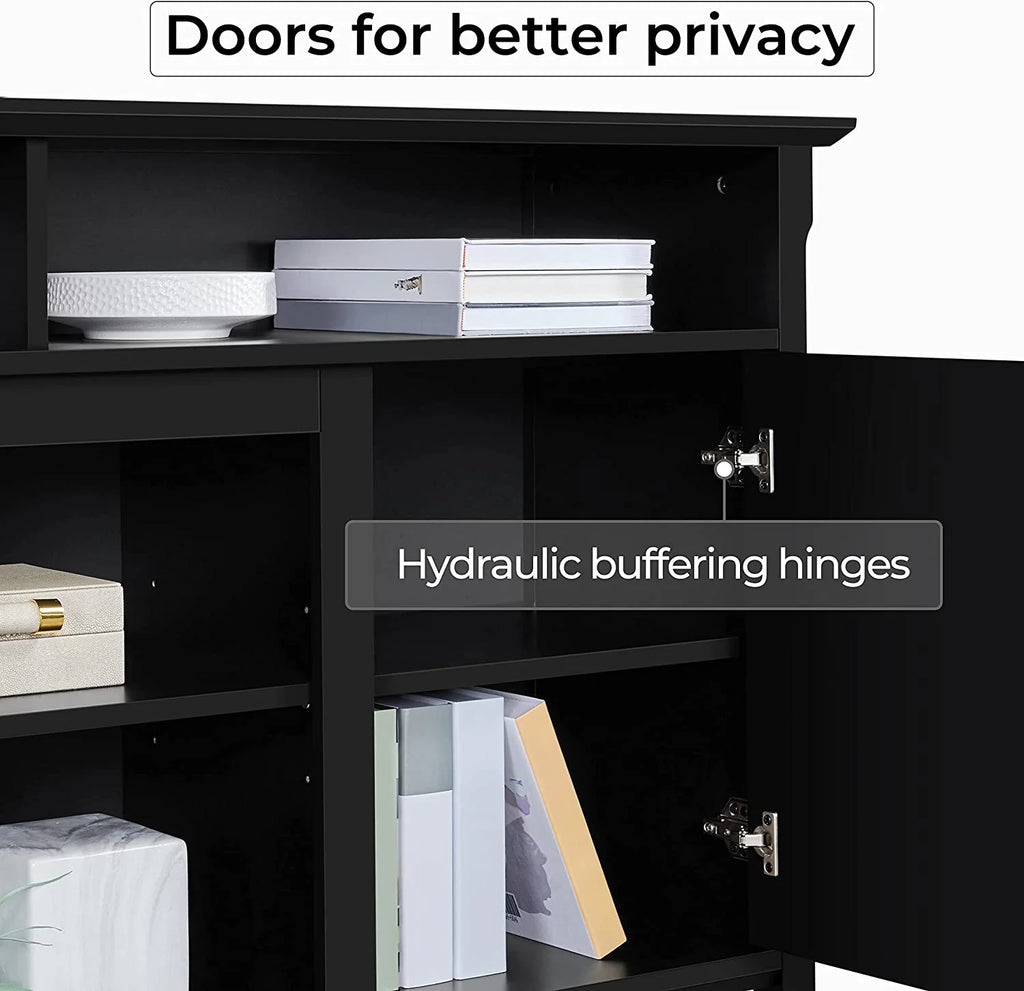 Black TV Stand with Doors up to 65 in R7756