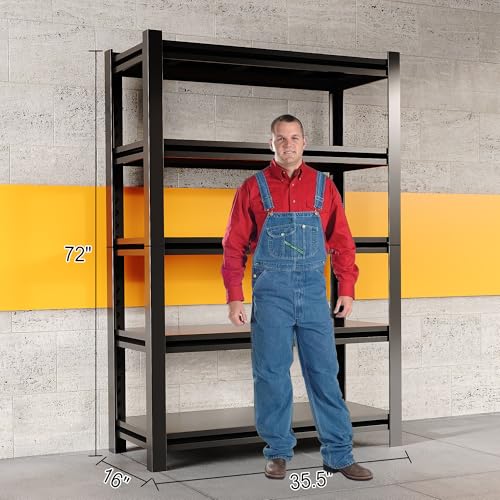 72" H 5 Tier Metal Shelving 2000LBS Black G305