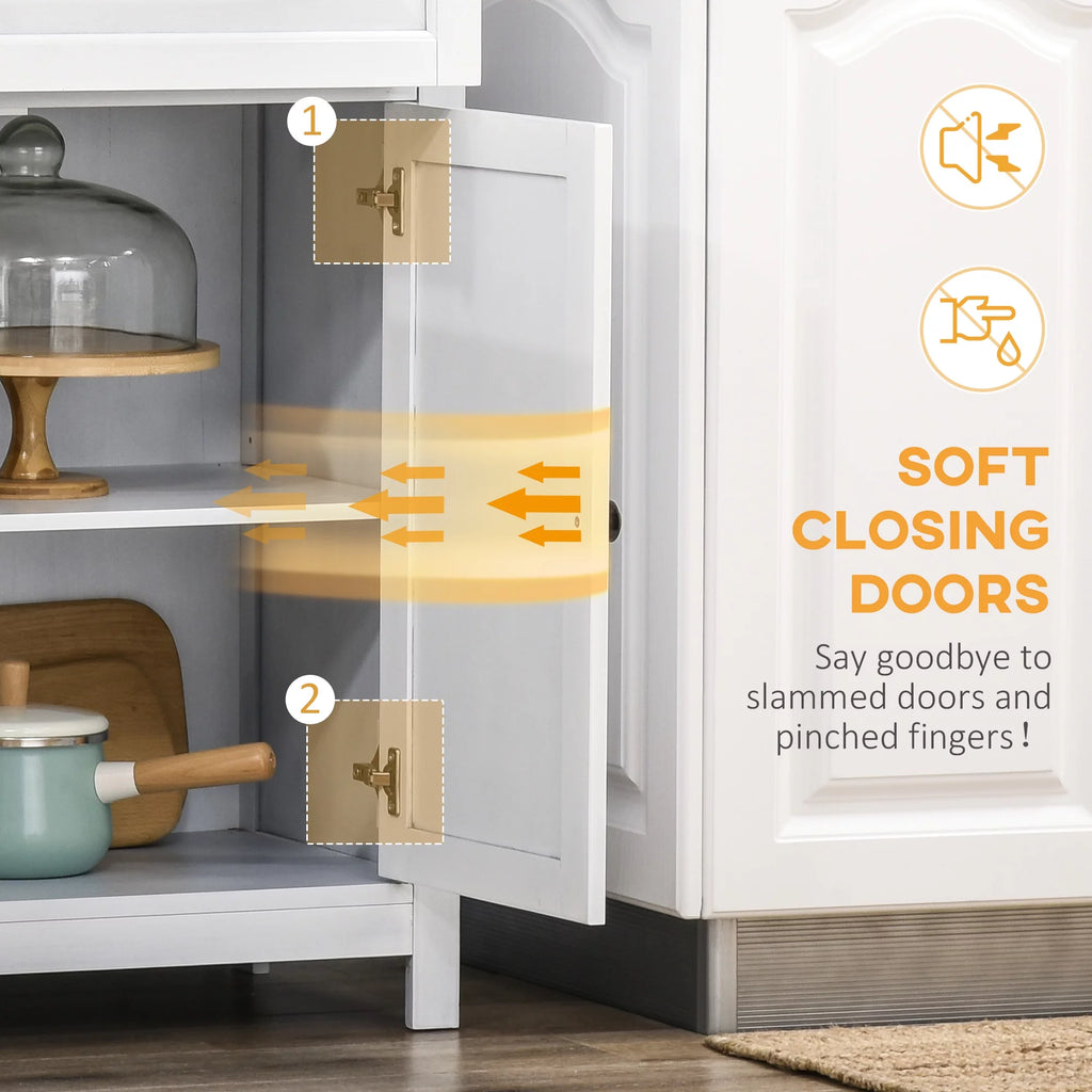 White Pinewood Kitchen Pantry Storage Cabinet Y7558