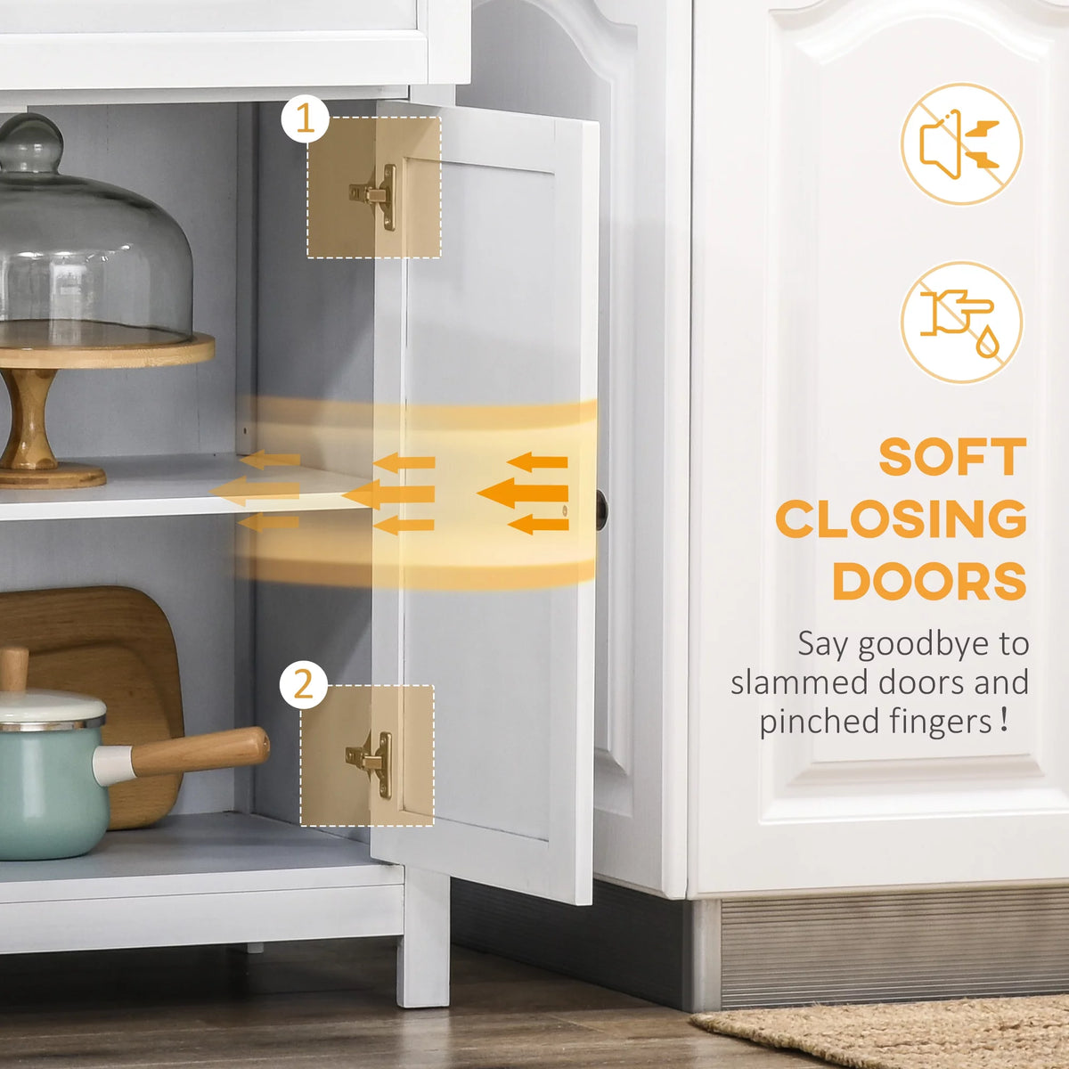 White Pinewood Kitchen Pantry Storage Cabinet Y7558