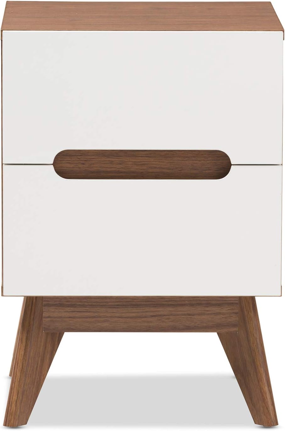 White and Walnut 3-Drawer Wood Nightstand E3793