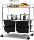 Rolling Storage Cart with 4 Drawers 2 Shelves Z772946