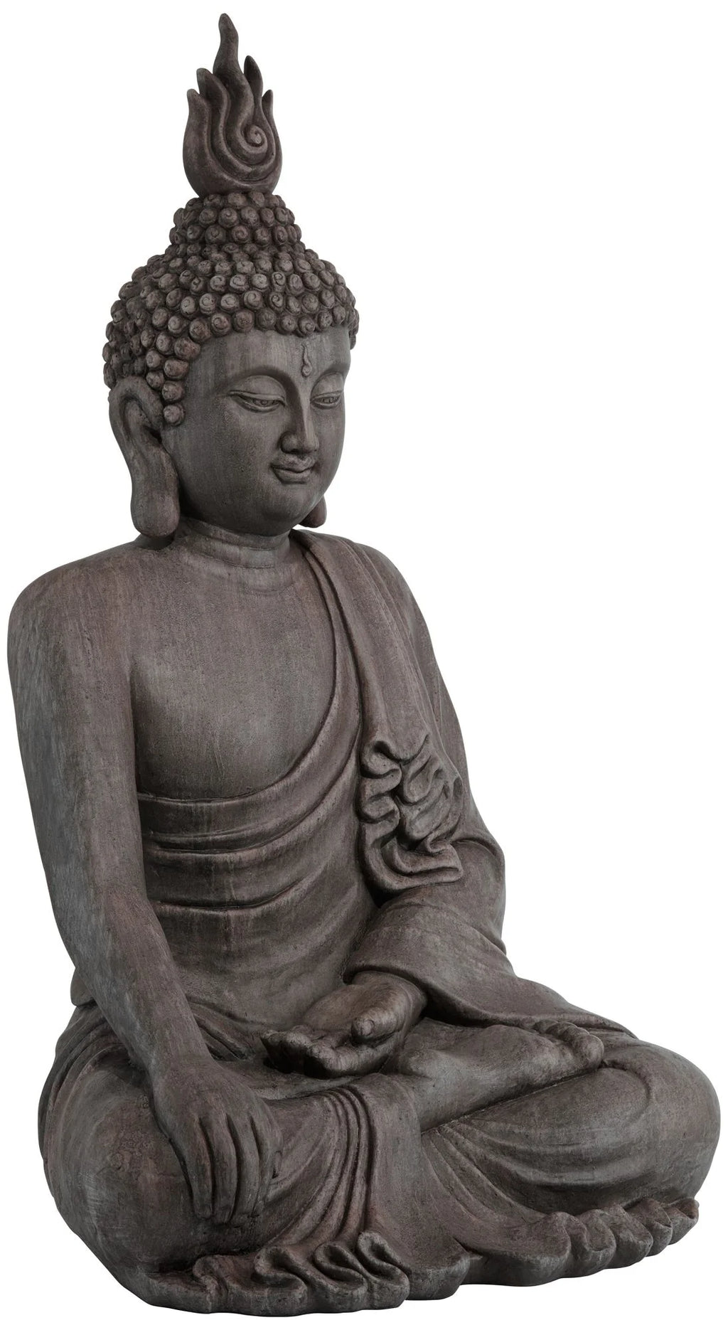 Large Sitting Buddha Statue Sculpture Stone Gray Finish 42" Tall I236