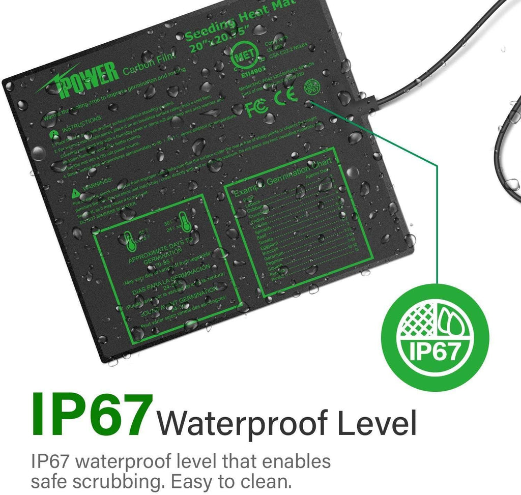 20 inch x 20.75 inch Carbon Film Seedling Heat Mat and Digital Thermostat Controller P934398