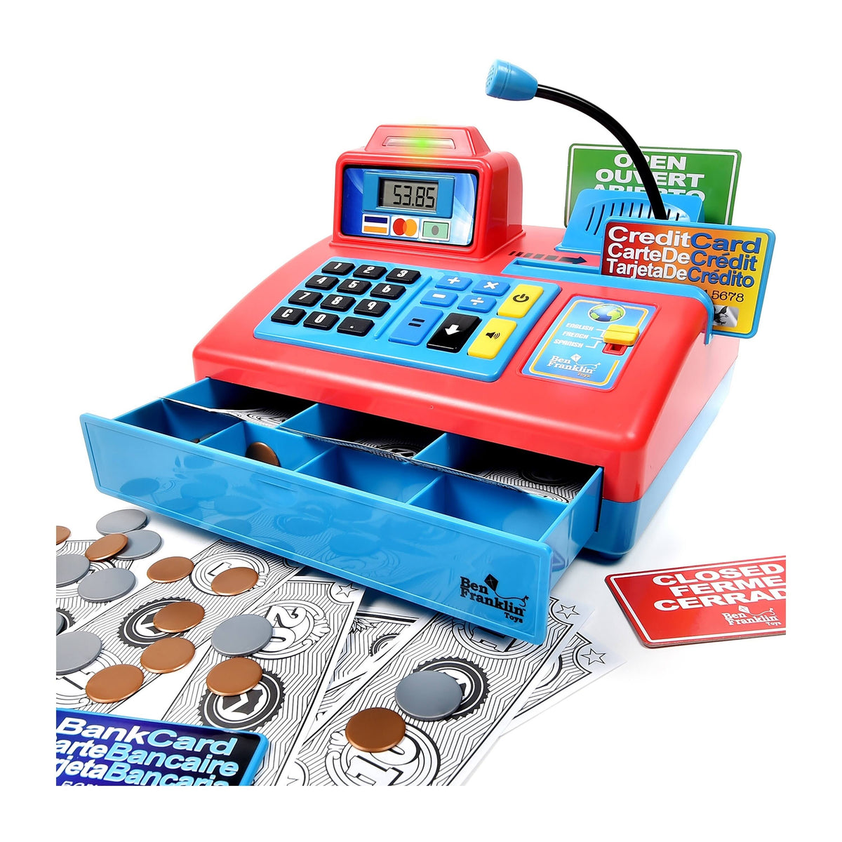 Talking Cash Register Kit with Play Money and Store Set in Red Toy N97545