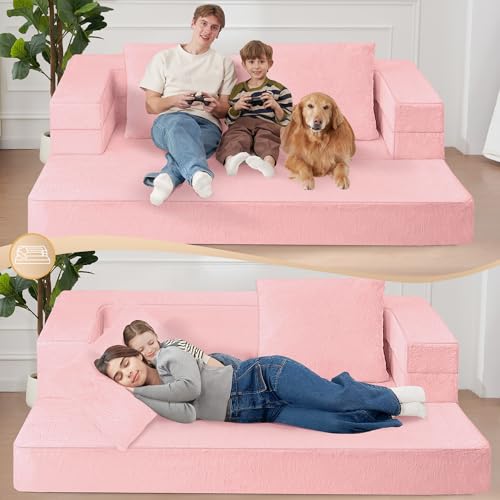 Faux Fur Convertible Bean Bag Sofa Bed with Pillow K65477
