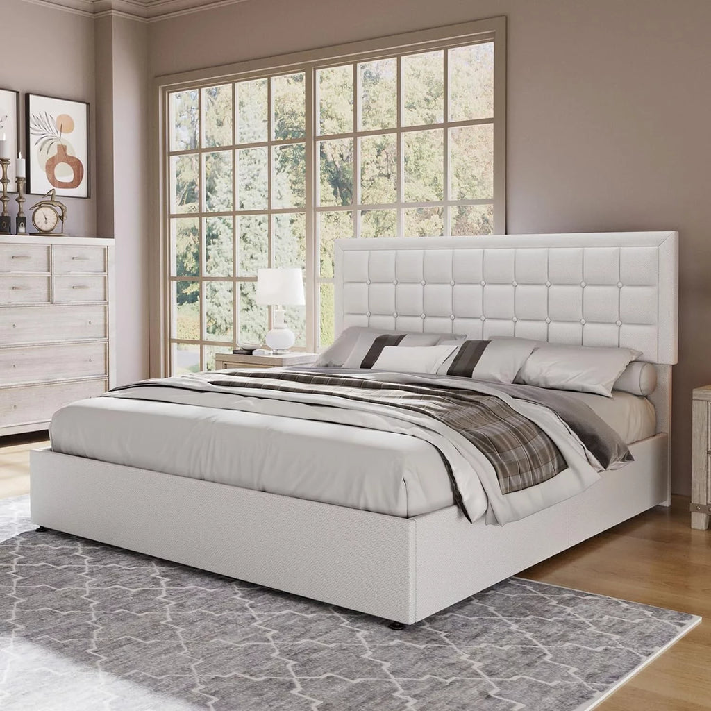 King Size Lift Up Storage Upholstered Platform Bed Frame K744146