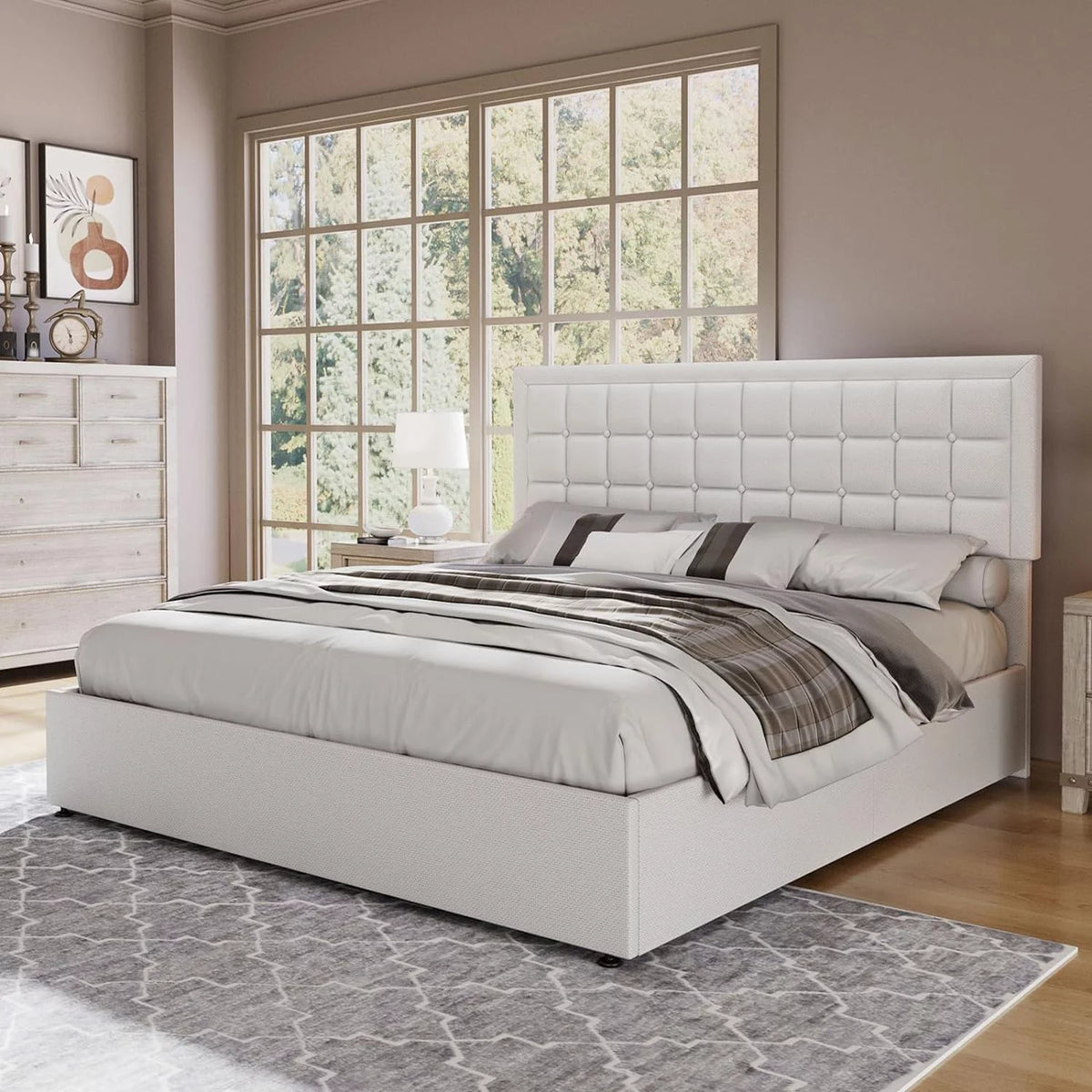 King Size Lift Up Storage Upholstered Platform Bed Frame K744146