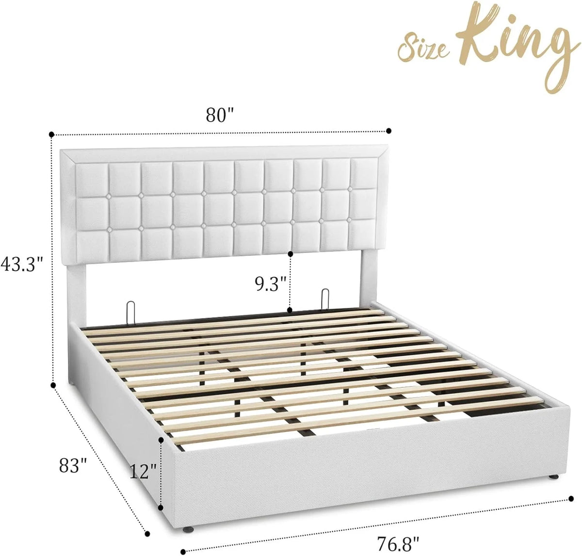 King Size Lift Up Storage Upholstered Platform Bed Frame K744146