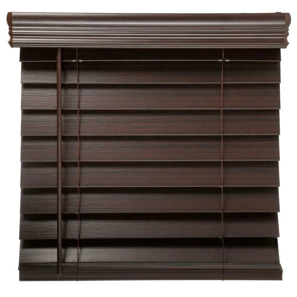 Espresso Faux Wood Blind Cordless Room Darkening Window Shade A944