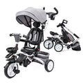 Folding Toddler Tricycle with Adjustable Push Handle, Harness, Canopy and Storage E69987