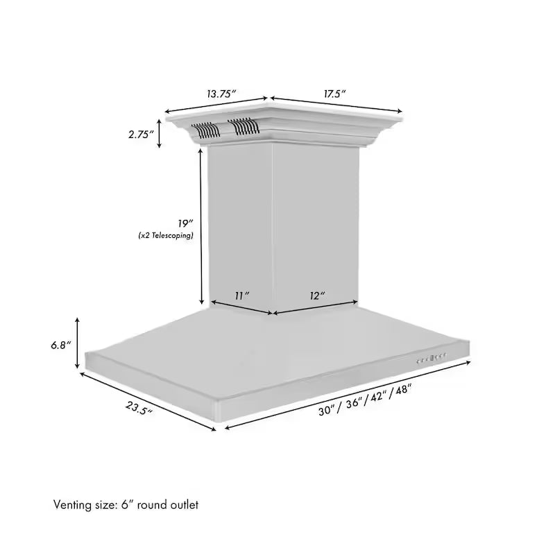 36 in. 400 CFM Ducted Island Mount Range Hood in Stainless Steel B413