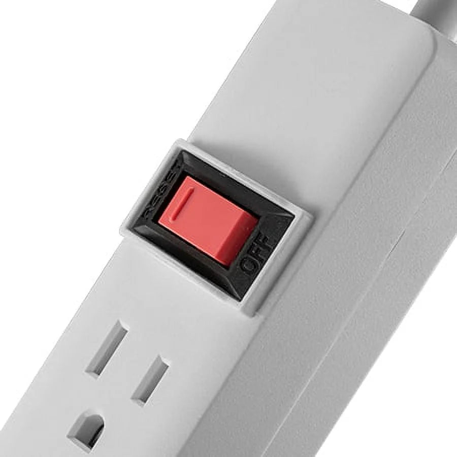 6 Outlet Power Strip with 2.5 ft Cord, White F807