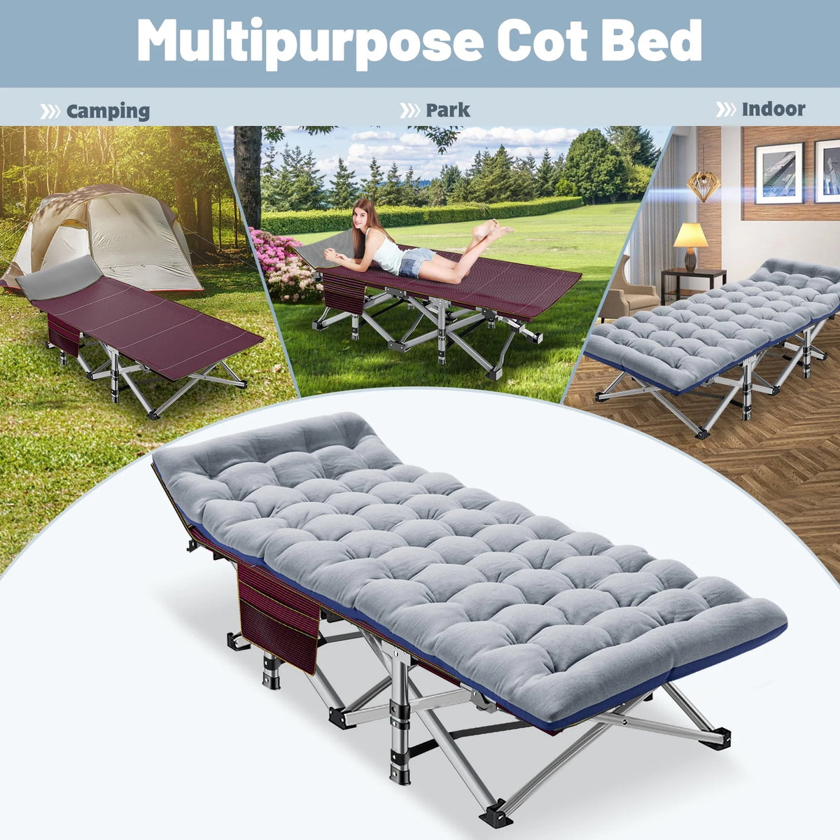 Folding Camping Cot with Mattress and Carry Bag K51563