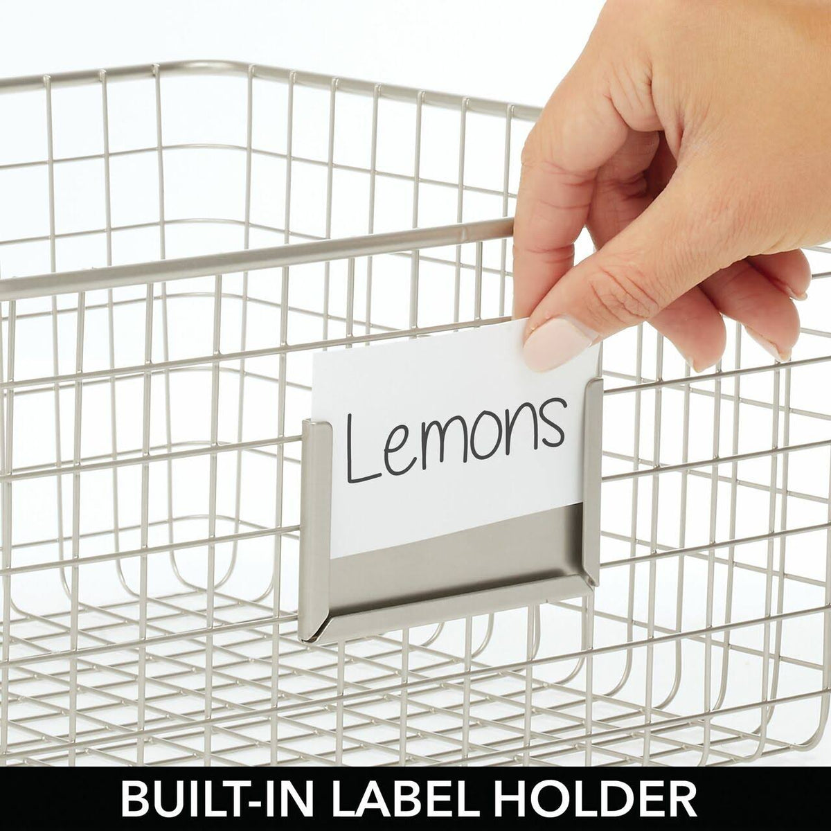 Metal Wire Food Organizer Storage Baskets with Label Slot Y4499