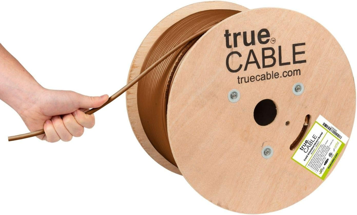 Cat6 Shielded FTP 1000ft Waterproof Outdoor Rated CMX Brown 23AWG Solid Bare Copper Ethernet Cable H4289