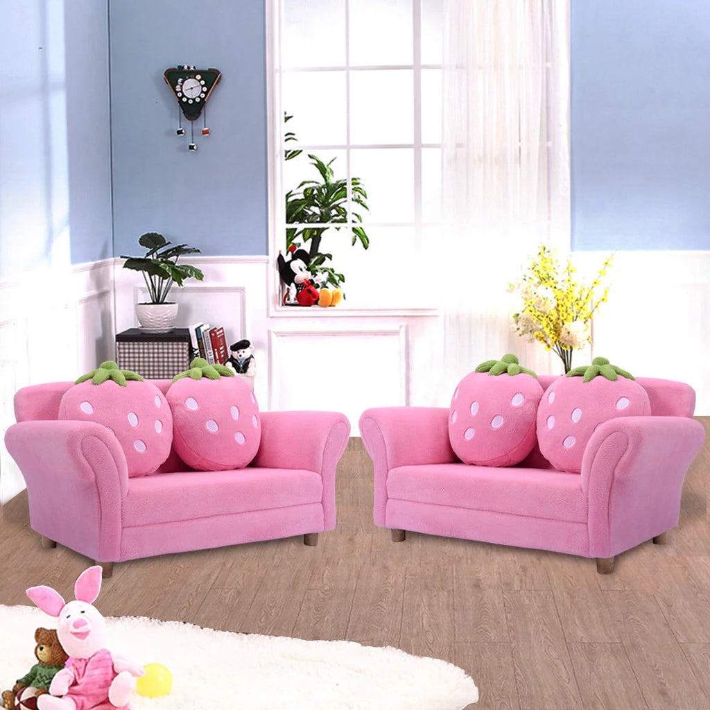 Kids Sofa Armrest Chair with 2 Pillow Pink I724784