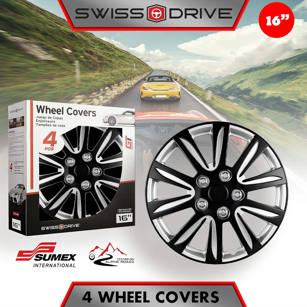 16-Inch Set of 4 Silver Car Wheel Hub Caps M56505