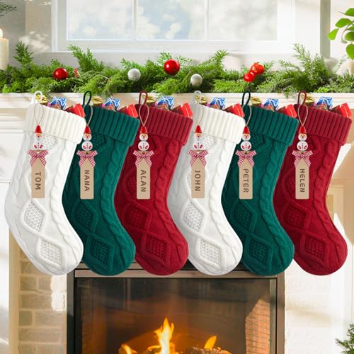 18” Large Knitted Christmas Stockings 6 Pack I5870