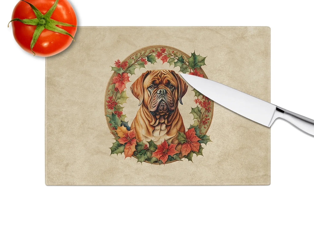 Christmas Flowers Glass Cutting Board 12 in x 15 in Z43285