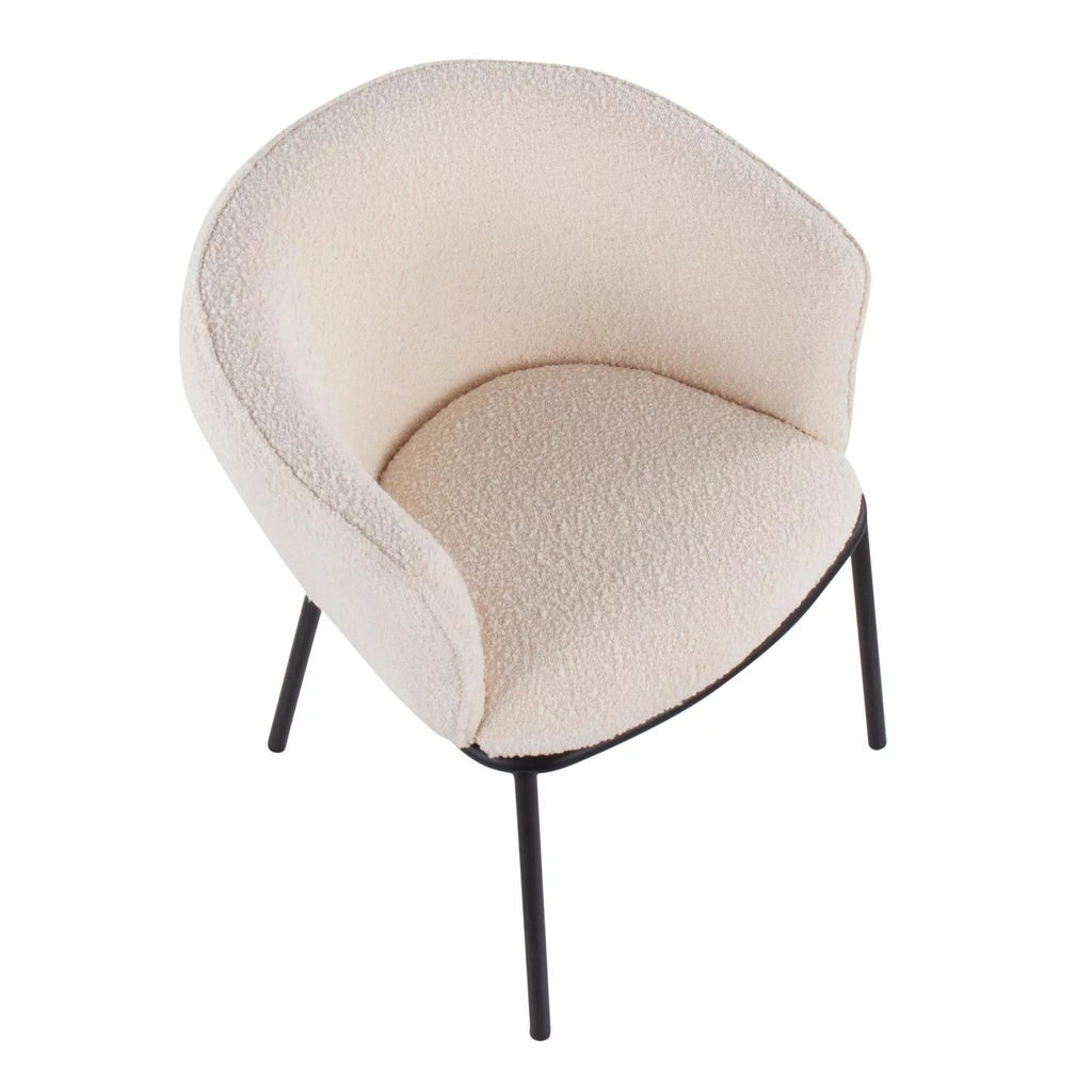 Contemporary Chair in Black Steel and White Sherpa Fabric L134969