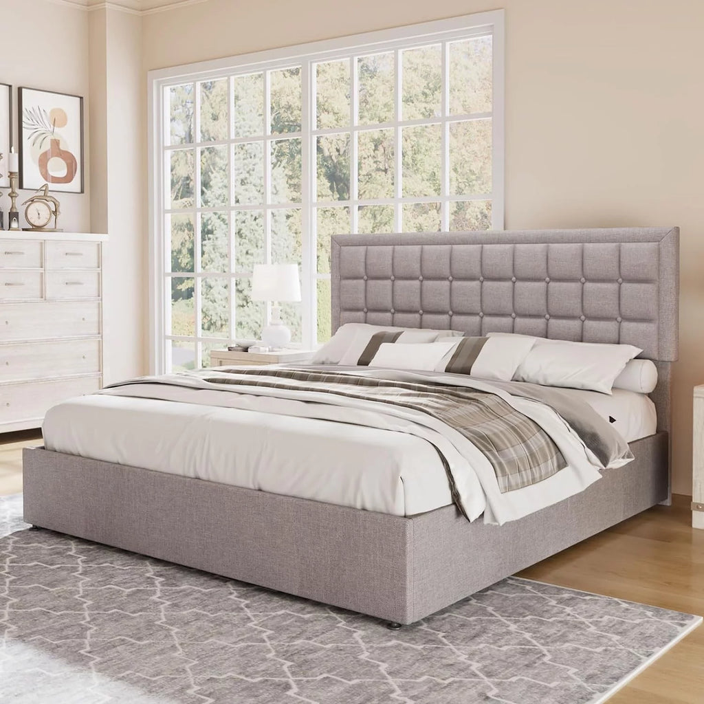 King Size Lift Up Storage Upholstered Platform Bed Frame K744146