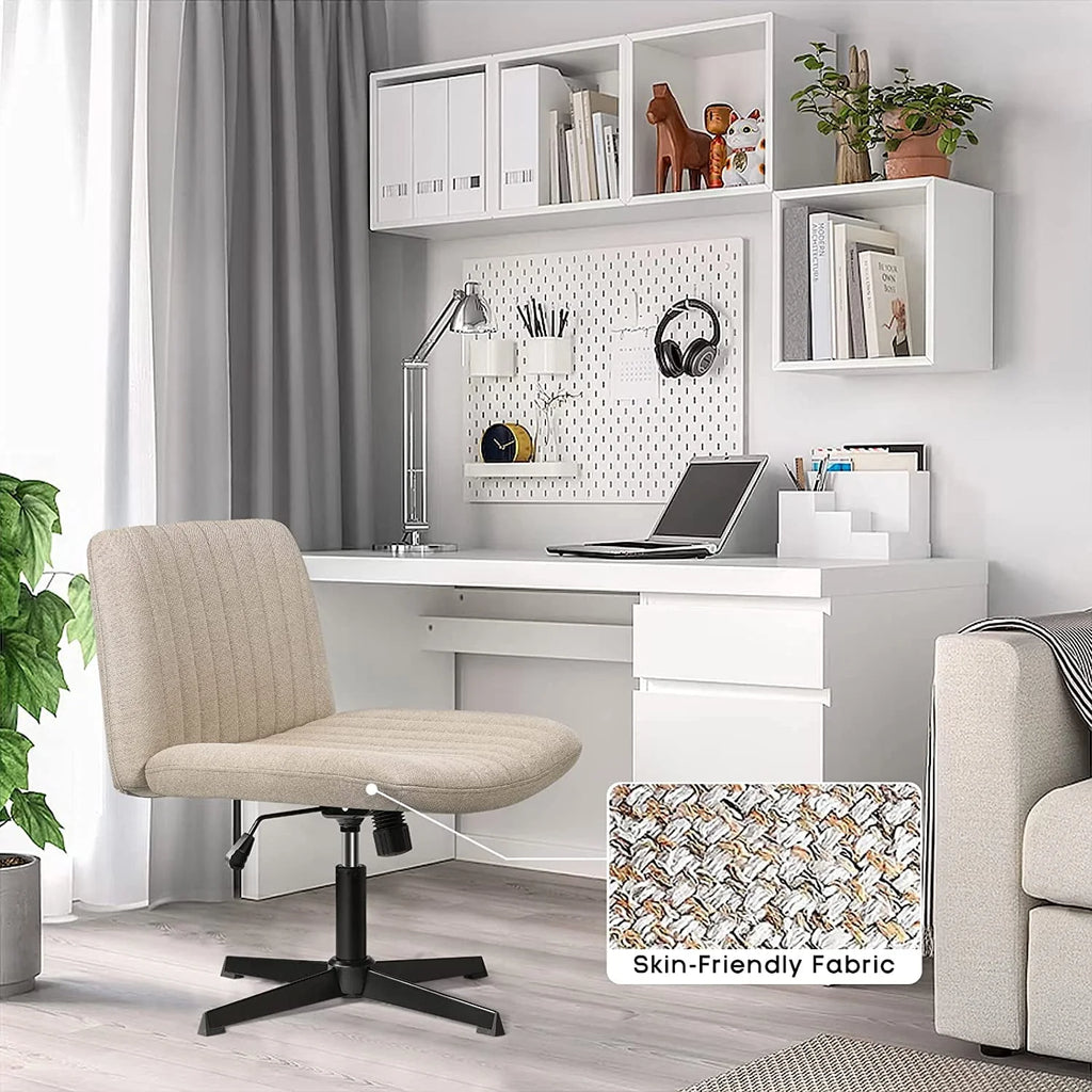 Armless Fabric Padded Swivel Office Chair Q520892
