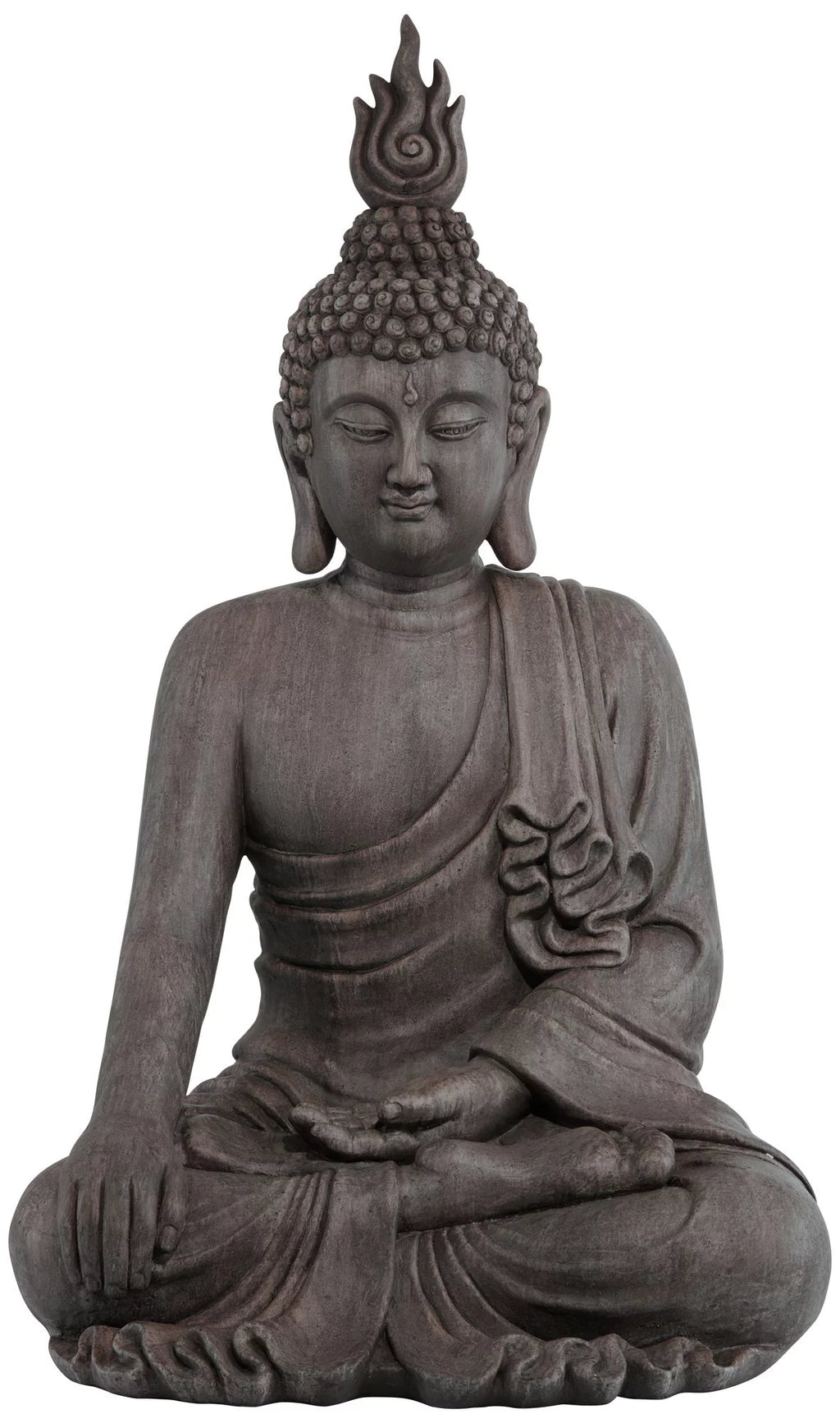 Large Sitting Buddha Statue Sculpture Stone Gray Finish 42" Tall I236