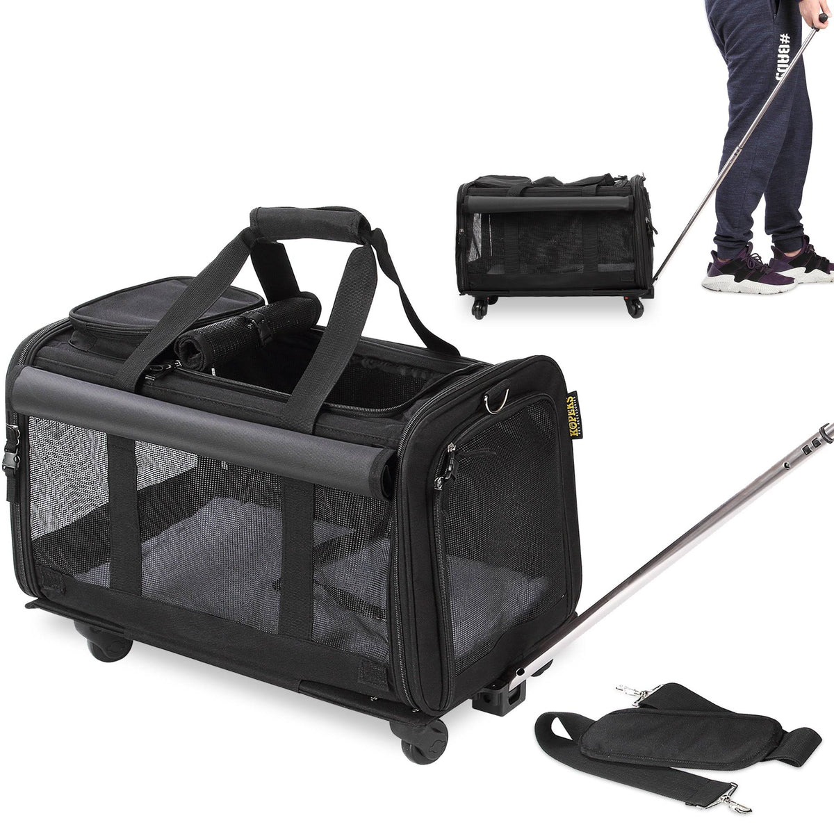 Black Pet Carrier with Detachable Wheels N9370