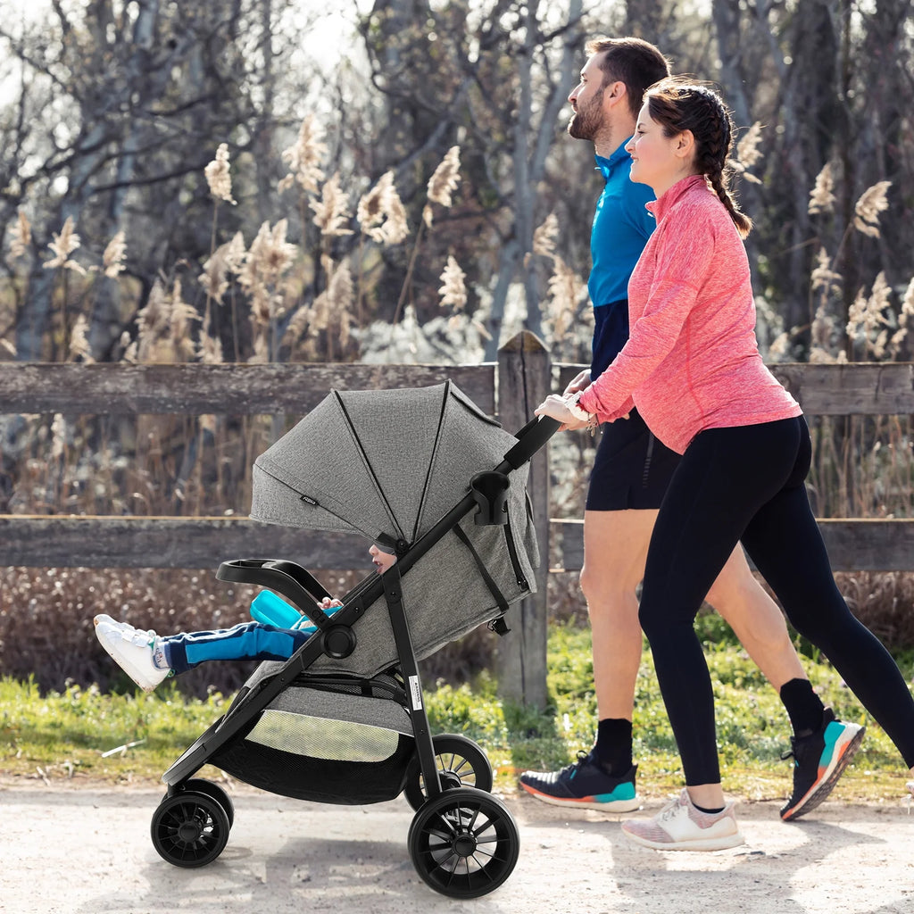 Baby Jogging Stroller Travel System with Adjustable Canopy Grey H818984