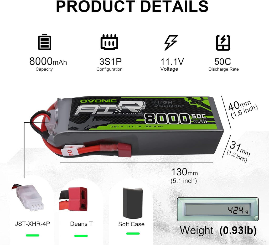 3s 8000mAh 11.1V Lipo Battery 2 Packs Q315