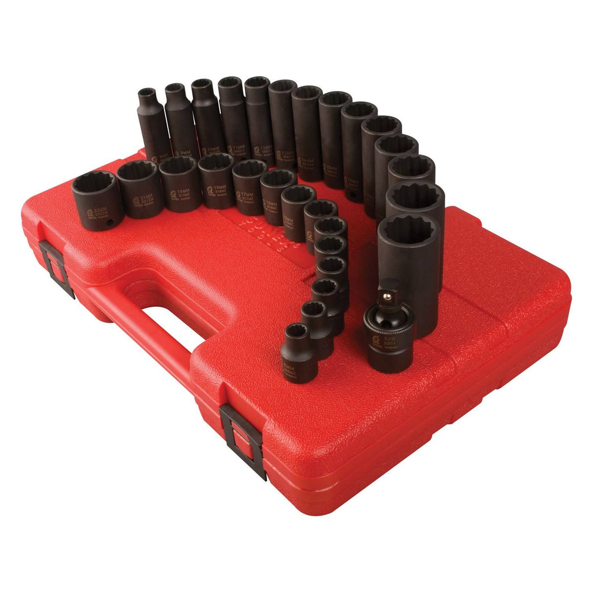 3/8" Drive 29 Piece 12 Point Metric Impact Socket Set D3567