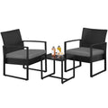 3-piece Patio Rattan Chairs & Table Set with Cushions T458300