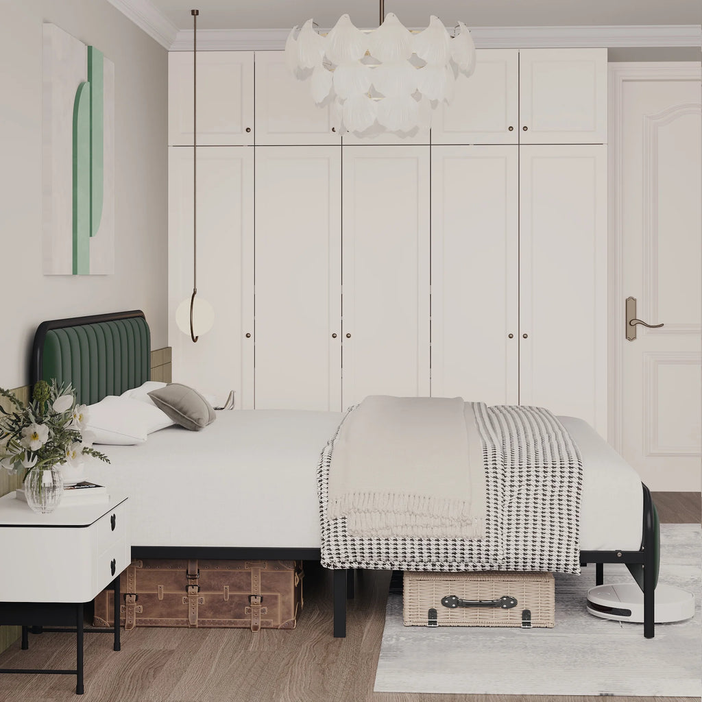 Velvet Bed Frame with Metal Legs Full Size F959