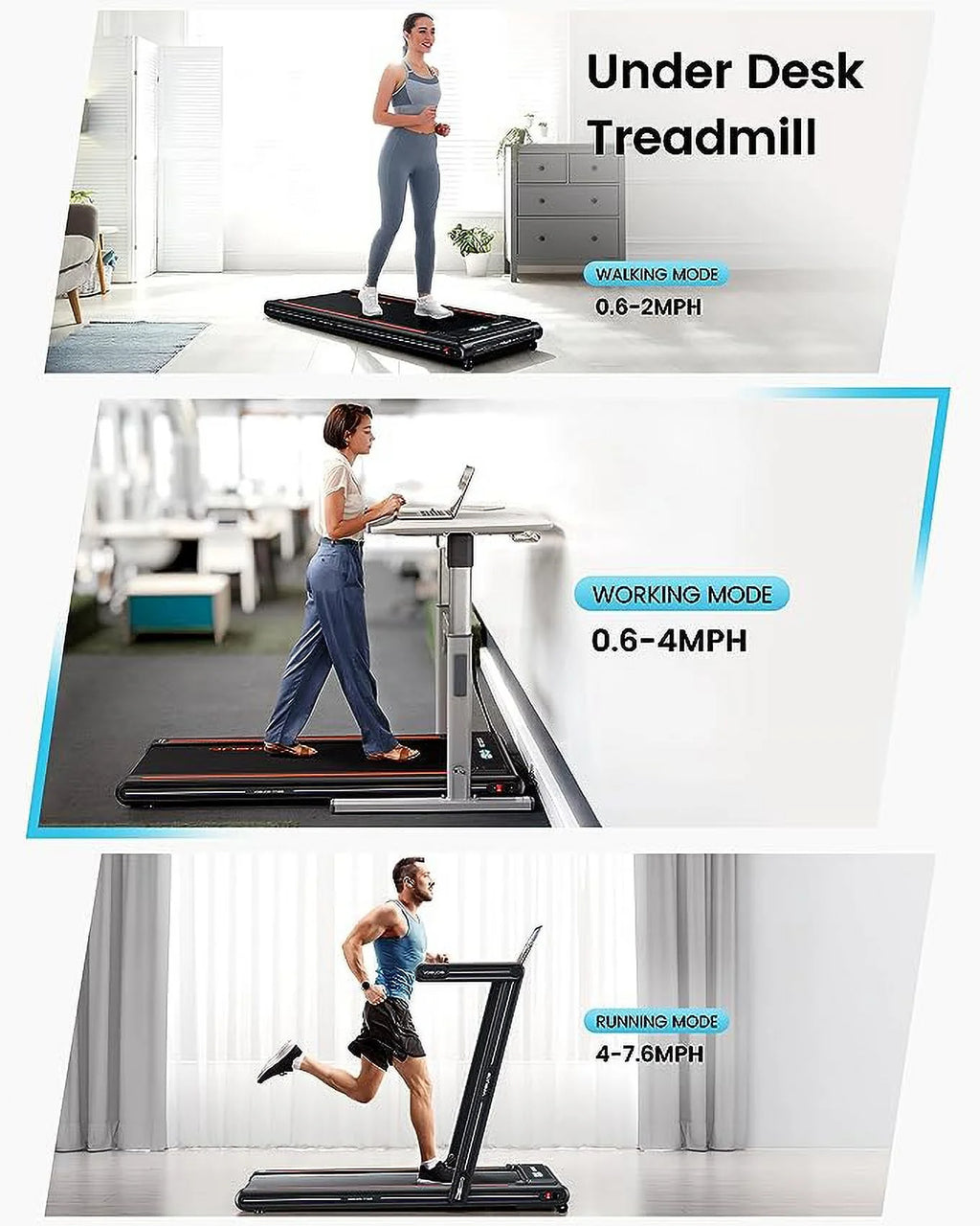 2.5HP Walking Pad Treadmill with Remote Control M483538