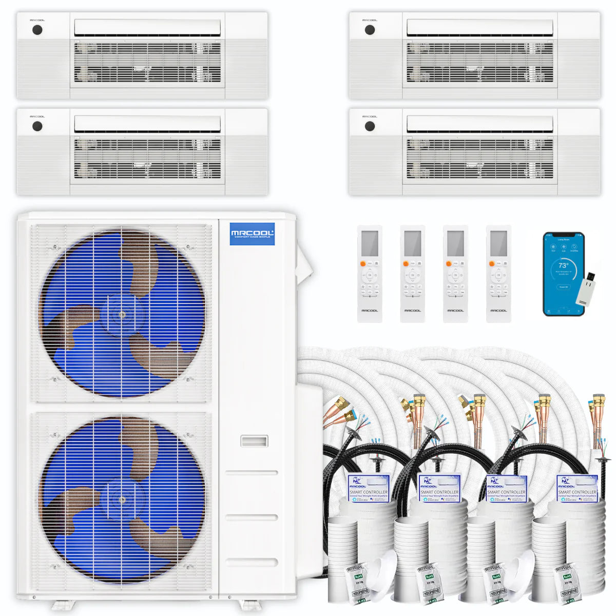 54,000 BTU 4 Zone Ceiling Cassette Ductless Air Conditioner and Heat Pump A74413