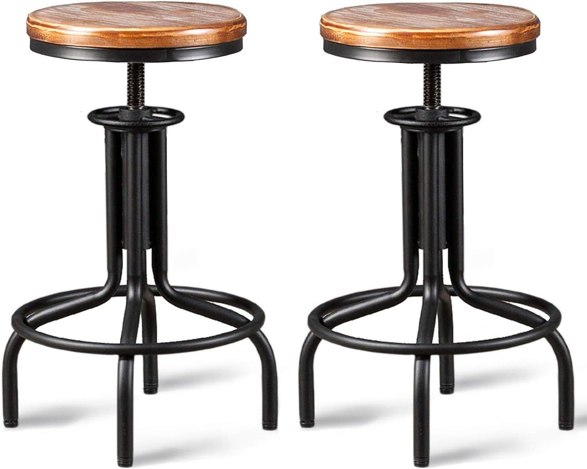 Metal Adjustable Height Bar Stool Set of 2 V787251