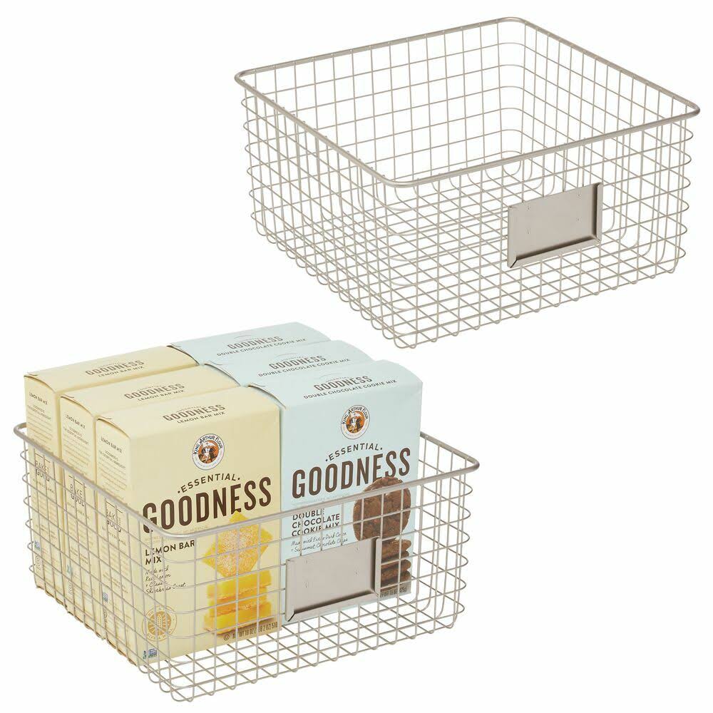 Metal Wire Food Organizer Storage Baskets with Label Slot Y4499