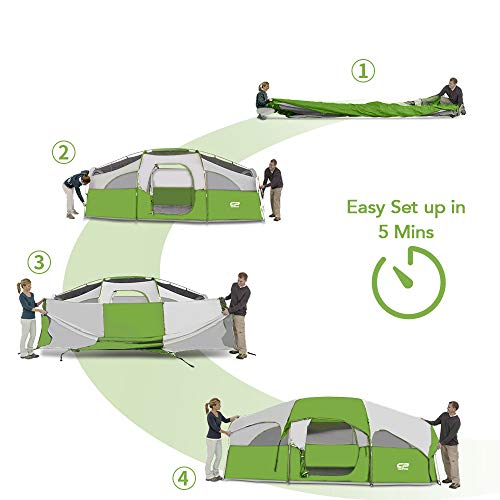 8 Person Weather Resistant Camping Tent with Carry Bag G826