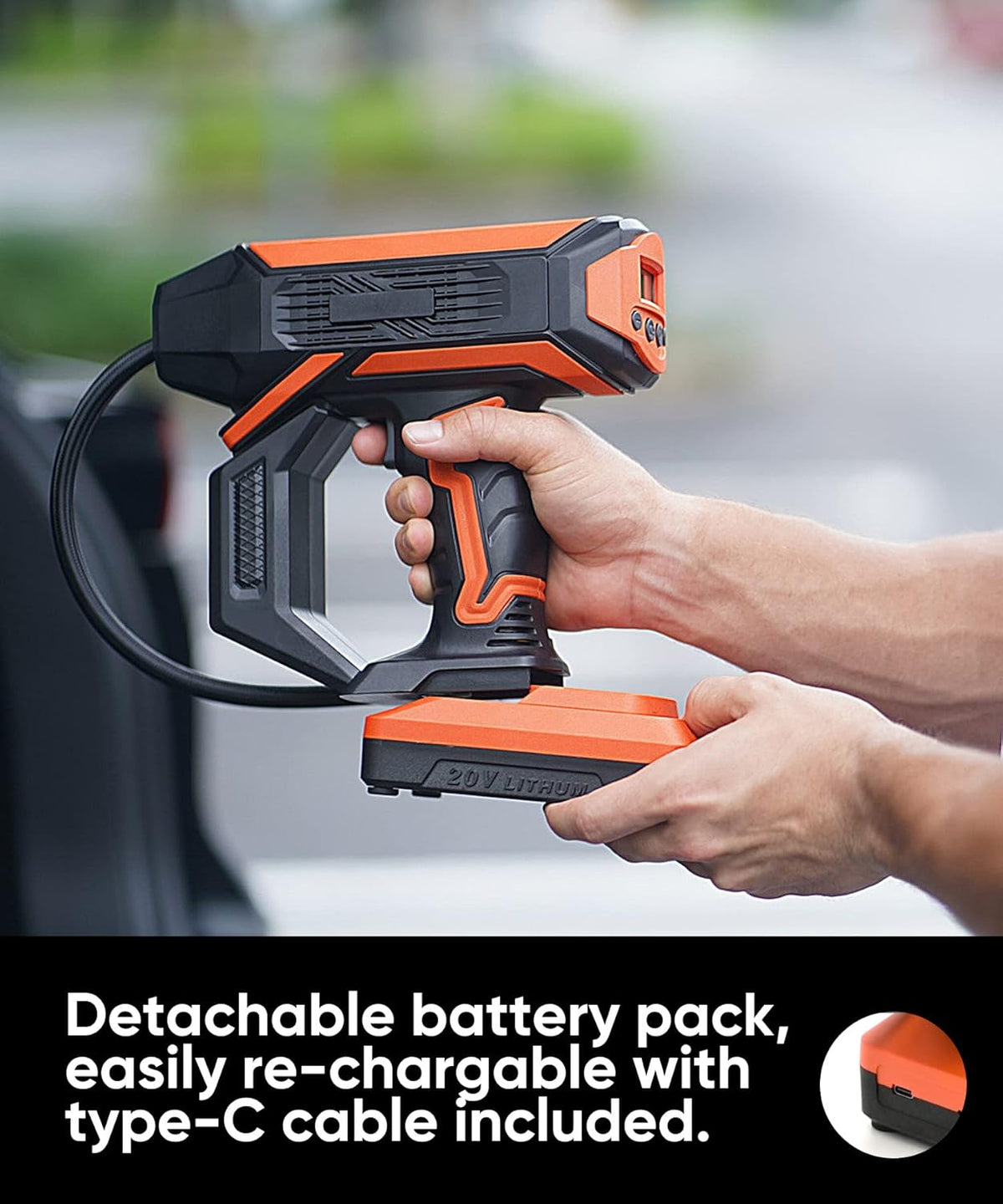 Portable Handheld Cordless Tire Inflator Air Pump with Rechargeable Battery B95333