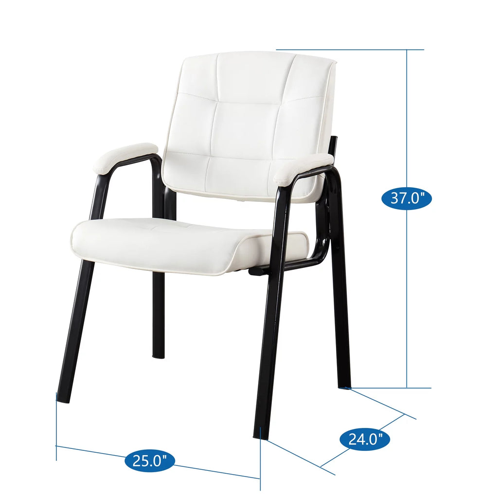 White Leather Executive Chair with Padded Arm Rest M8792