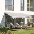 11.8' x 8.2' Beige Manual Retractable Patio Awning J57924