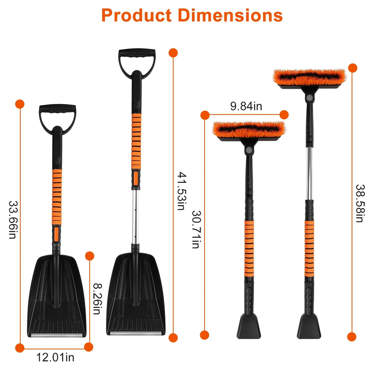 Telescopic Ice Scraper Snow Brush Shovel Kit I223