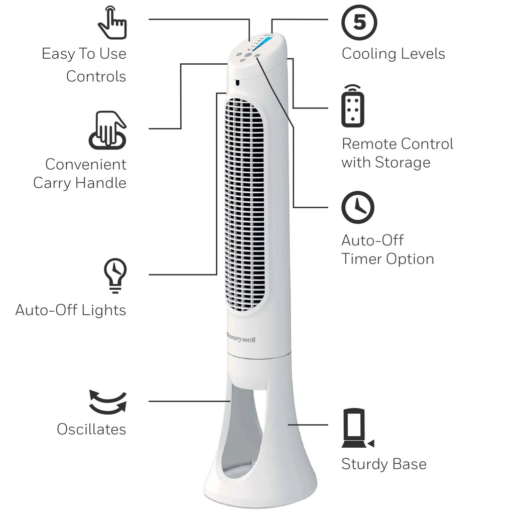 Black QuietSet Oscillating Electric Tower Fan M80633