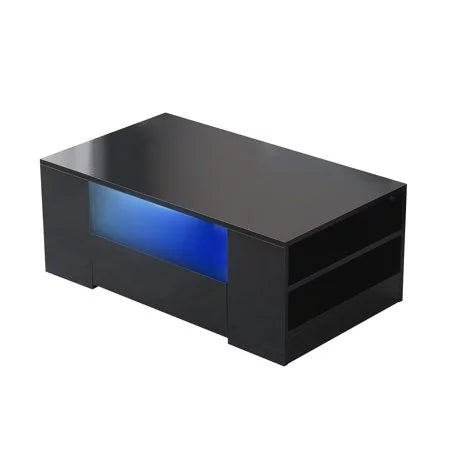 Black Tea Table with 2 Drawers W93970