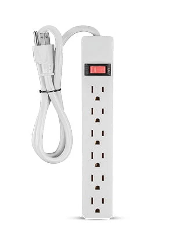6 Outlet Power Strip with 2.5 ft Cord, White F807