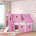 Full Size Solid Wood Low Loft Bed with Slide F694788