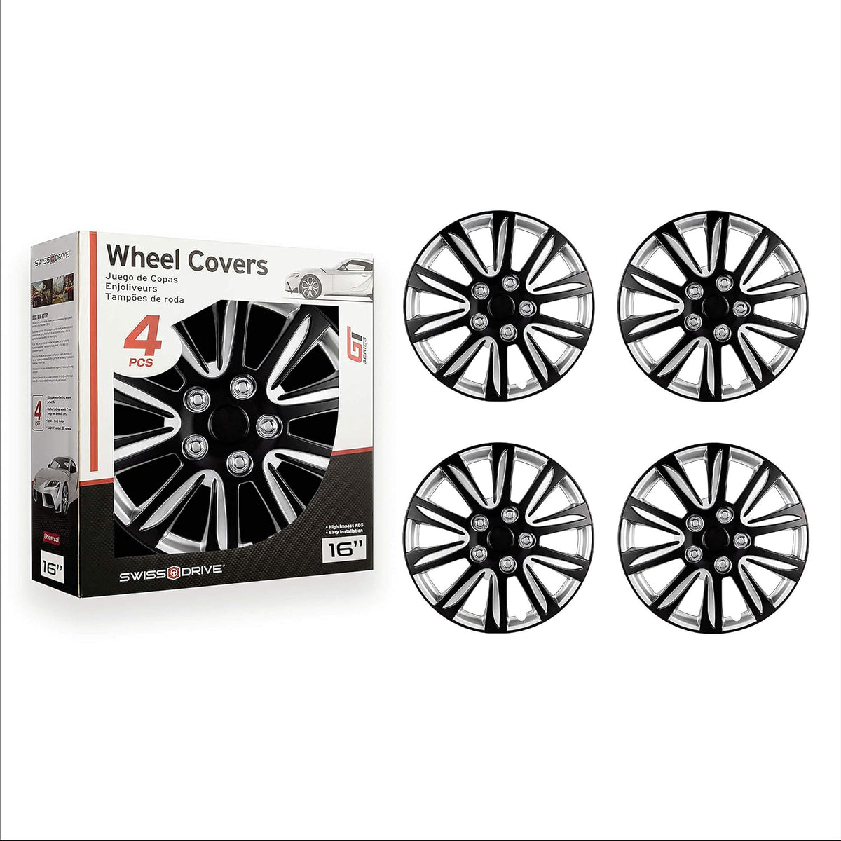 16-Inch Set of 4 Silver Car Wheel Hub Caps M56505